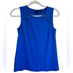 •Rafaella sleeveless cotton knit top. Royal blue, silver beads at necklin…